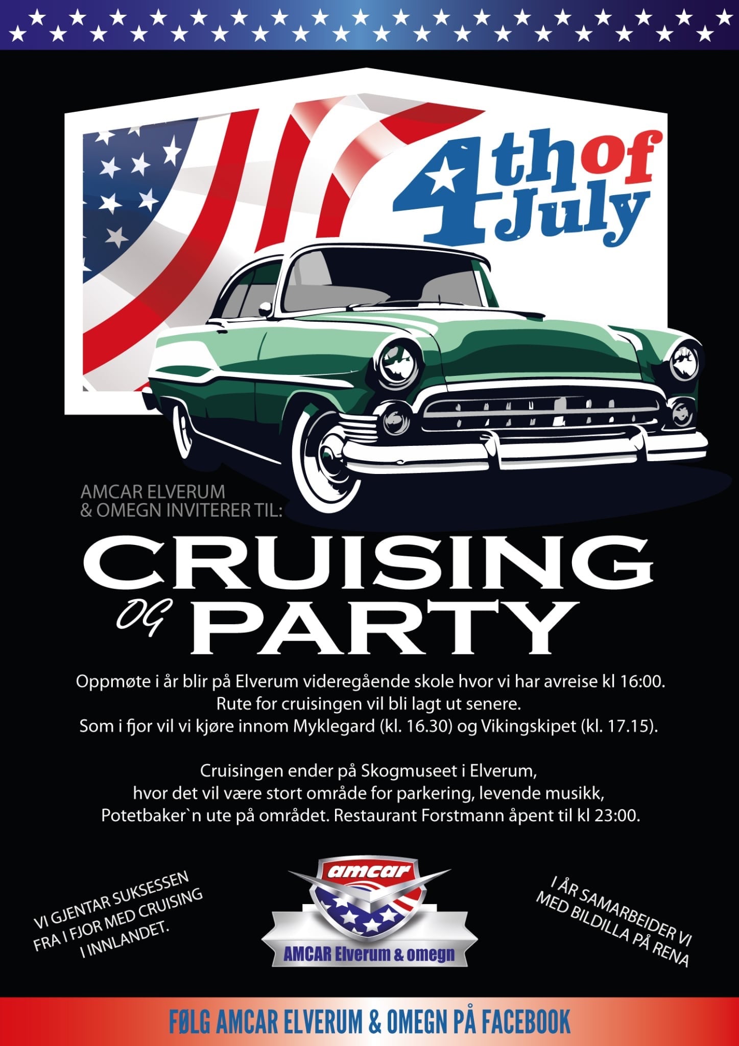 4th of July Cruising og party, Amcar Elverum og omegn
